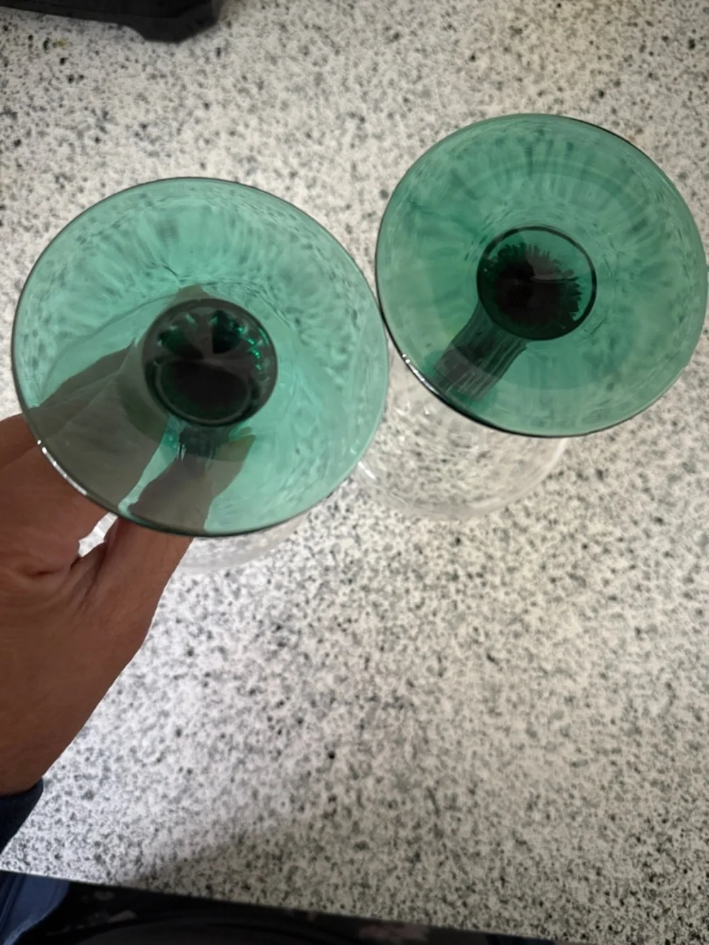 Green Glass Hurricane Candle Holders -